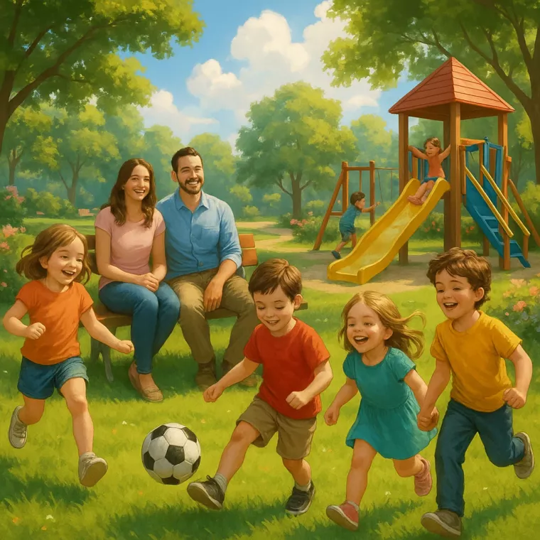 Glückliche Eltern mit ihren Kindern