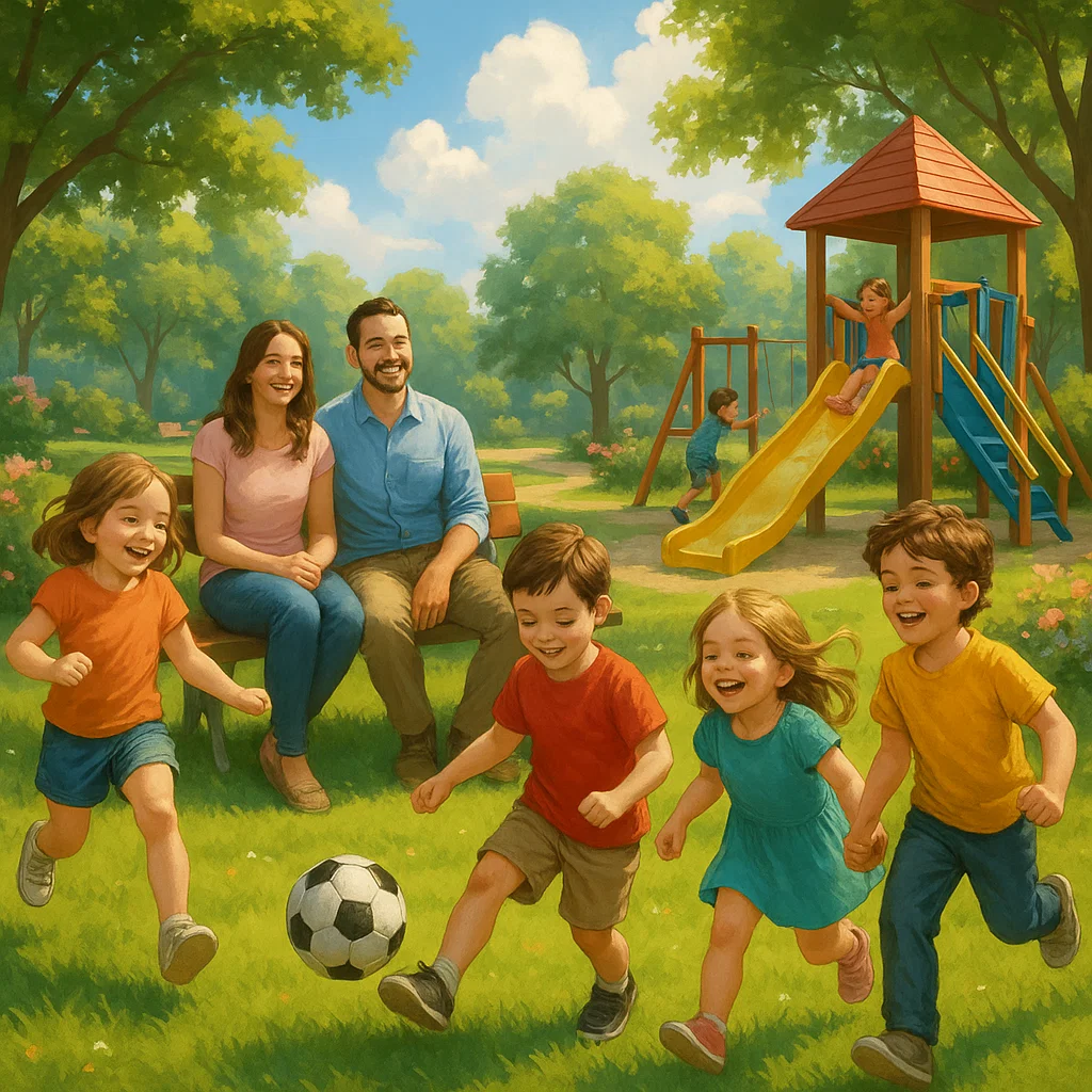 Glückliche Eltern mit ihren Kindern